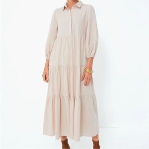 Tuckernuck Pomander Place Mabel Off white / Cream Tiered Maxi Shirt Dress